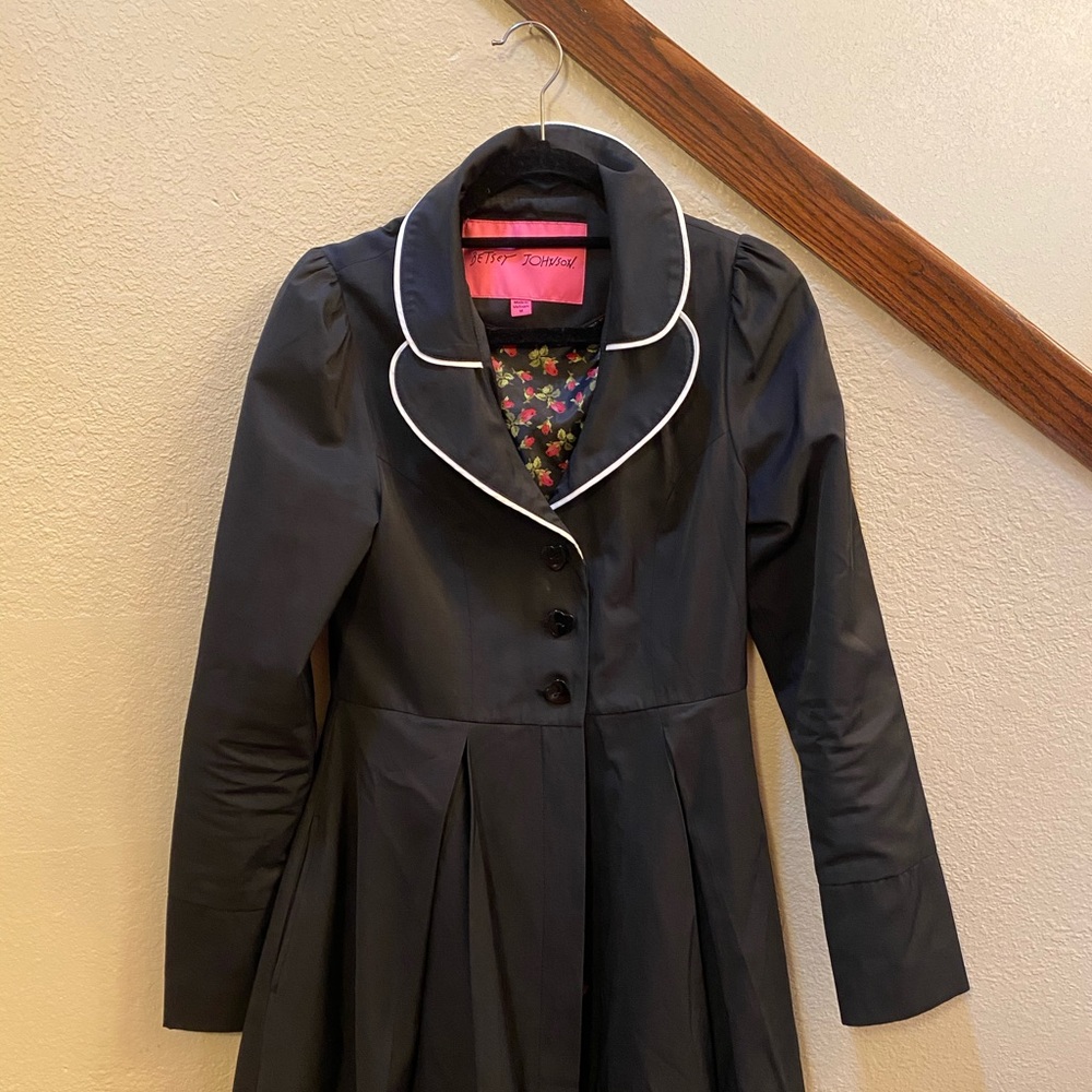 Betsey Johnson black rain coat